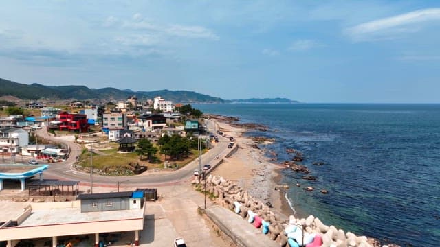 Coastal village with ocean view