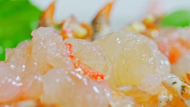 Fresh flesh of peeled crayfish