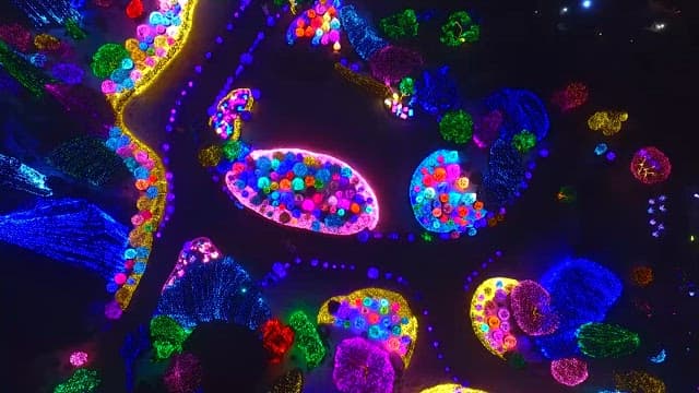Aerial View of Colorful Illuminated Garden