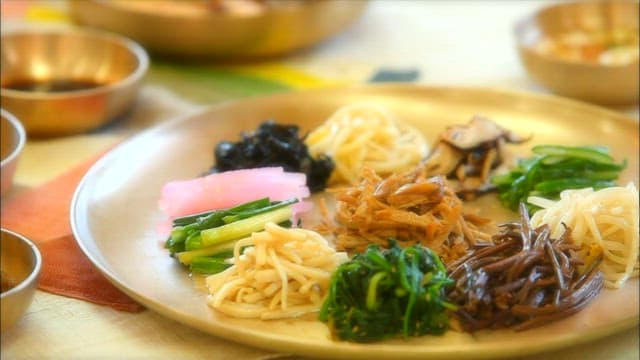 Assorted Korean side dishes on a plate