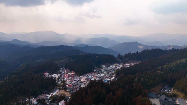 Small village nestled in the mountains