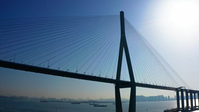 Large Incheon bridge over a calm sea
