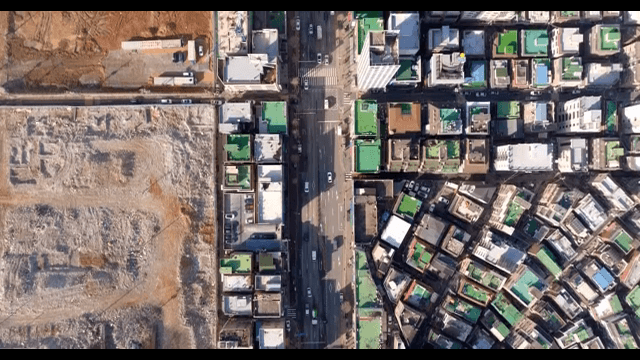 City streets and construction site