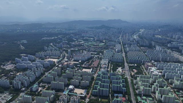 Cityscape with Green Space and Dense Buildings Coexisting