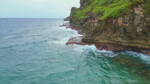 Rocky coastline with waves crashing