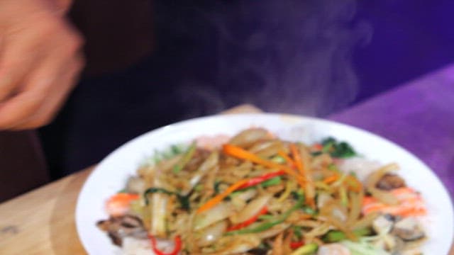 Egg yolk on top of starch sheet salad with mustard sauce