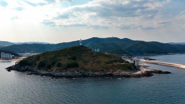 Coastal island with a lighthouse
