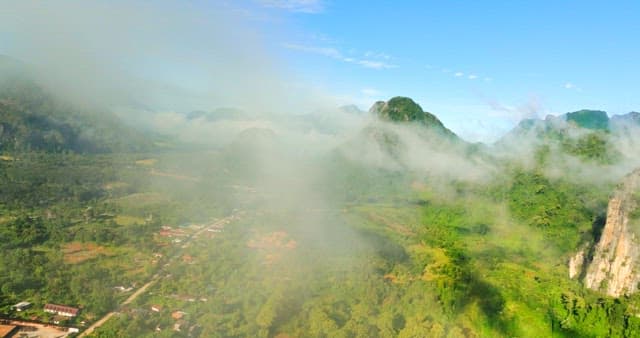 Aerial View of Misty Mountain Village
