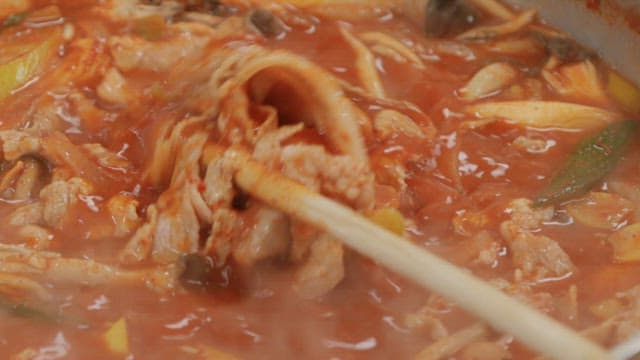 Spicy stew with lots of meat and vegetables