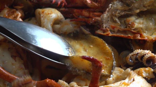 Abalone among various seafood
