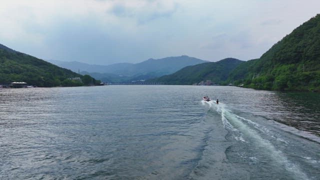 Wakeboarding on a scenic river