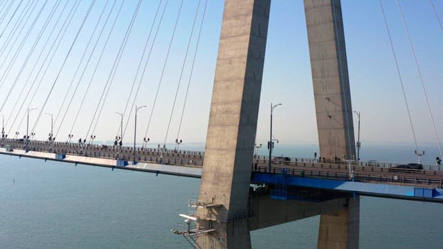 Large Incheon bridge over the sea