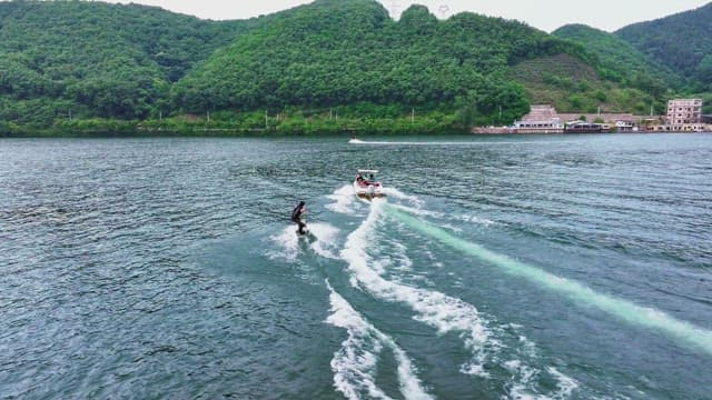 Wakeboarding on a scenic river