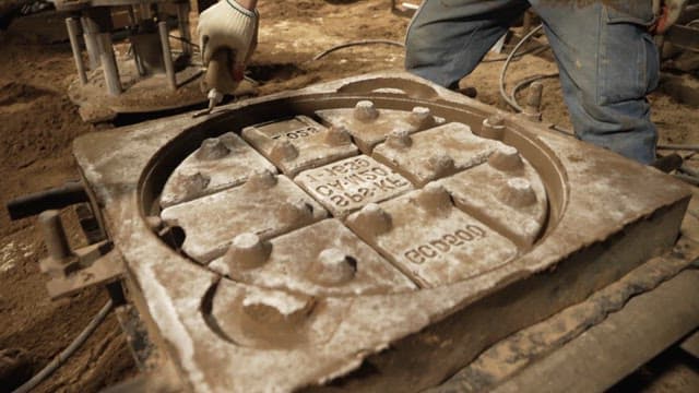 Worker preparing a mold in a factory