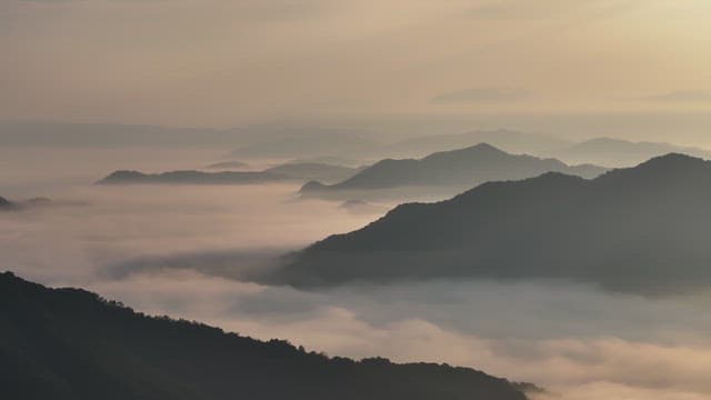 Misty Mountain Peaks at Dawn