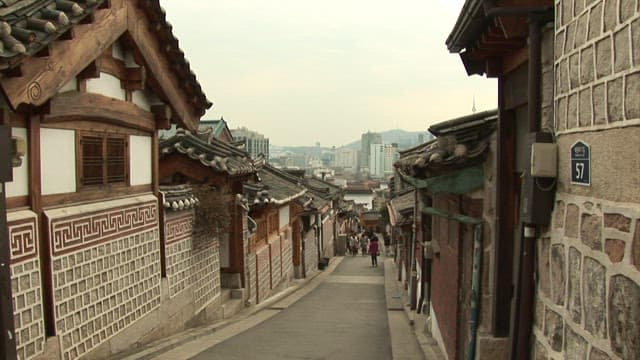 Scenery of a Hanok Village Street in the City