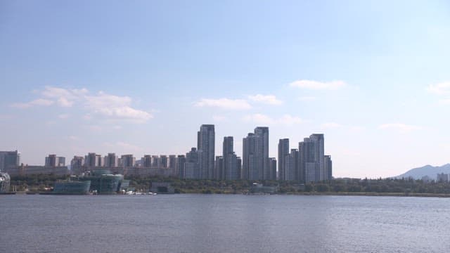 City Skyline Across the Hangang River on a Clear Day