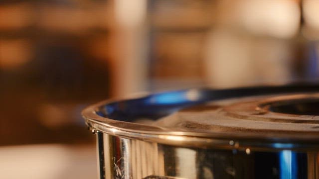 Rim of Boiling Metal Pot