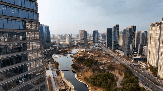 Cityscape with Park and Skyscrapers
