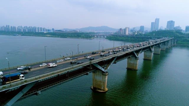 Subway on the City Railway Above the Han River