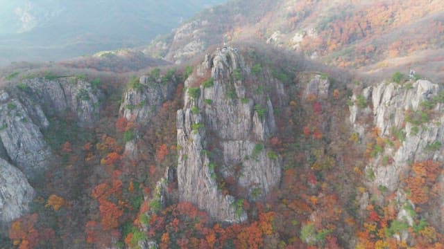Mountain observatory with fall foliage
