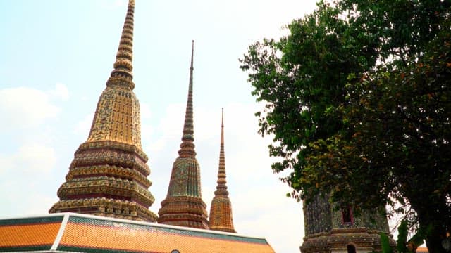 Exterior of the temple, with its elaborate and ornate spires