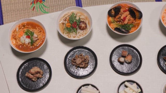 Various Korean dishes on a table