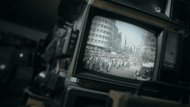 Old Television Displaying Various Demonstration