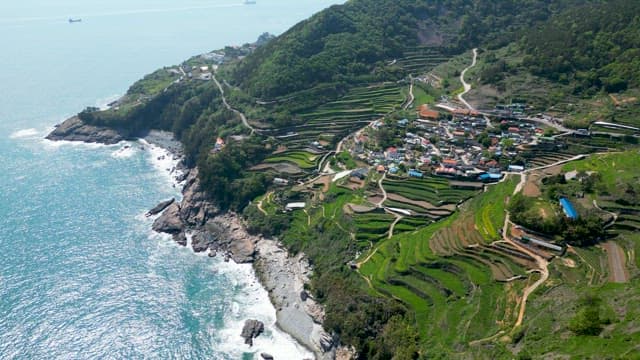 Daraengi Village with the Sea Sparkling in the Sunlight