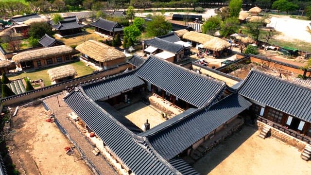 Traditional Korean village with tiled roofs
