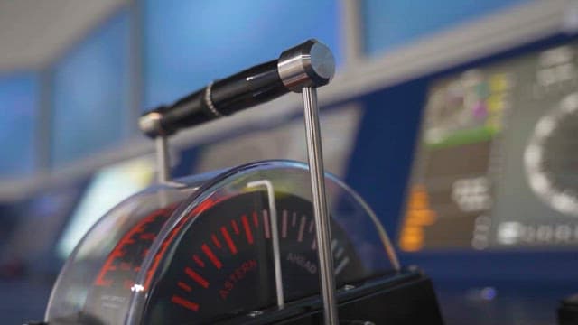 Close-up of a Throttle Lever in a Ship's Control Room