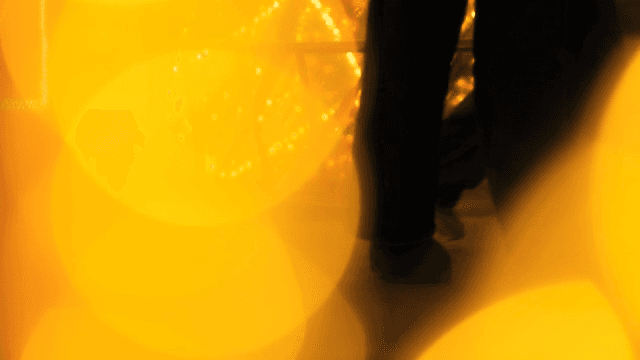 People walking in the lights