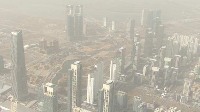 Aerial View of a Fine Dusty Urban Skyline