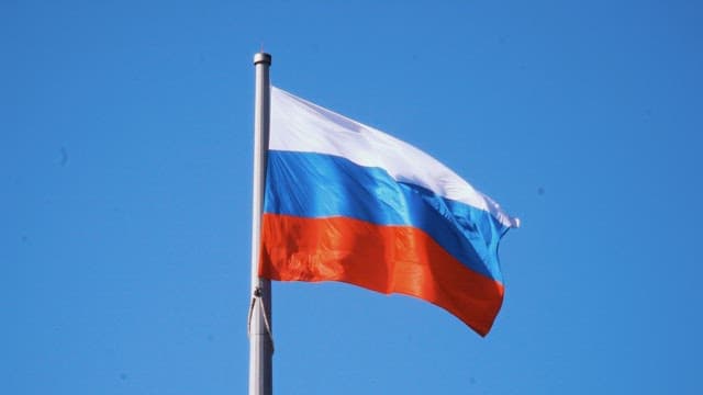 Russian flag waving on a sunny day