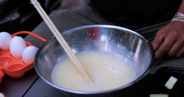 Preparing Fried Food Batter in a Bowl