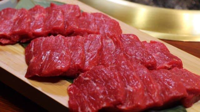 Piece of Beef Slice Dipped in Ssamjang