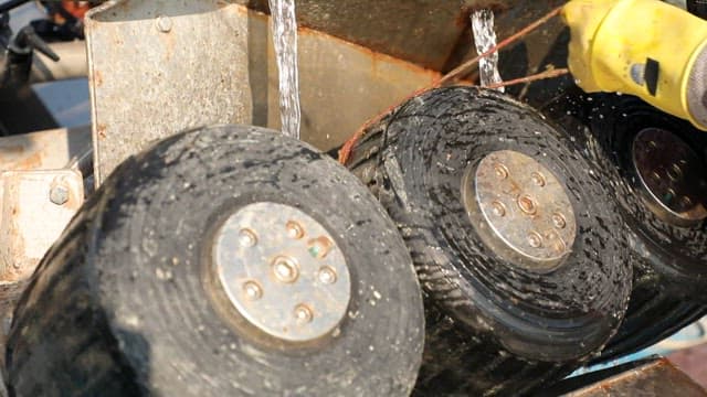 Machine for washing mussels with running water