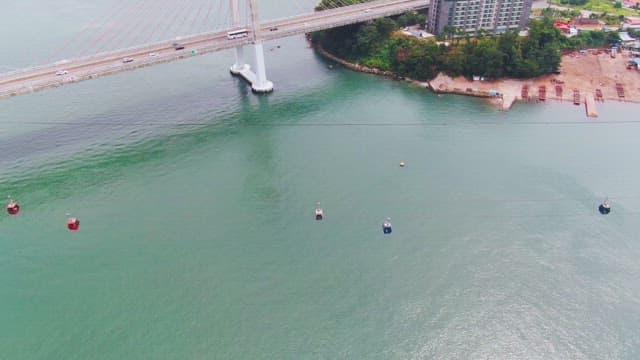 Cable car crossing the water