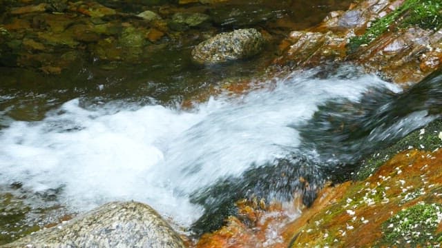 Flowing river stream surrounded by rocks