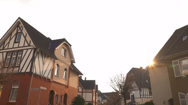 Morning sunlight in a quaint European neighborhood