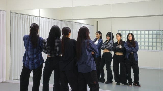 Dancers Practicing in a Studio with Mirror
