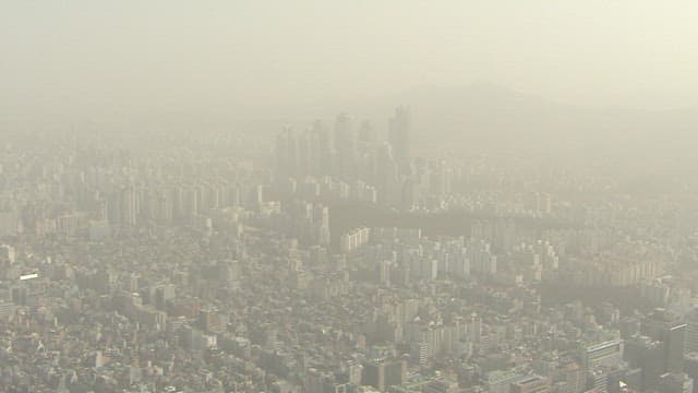 City Skyline Shrouded in Fine Dust