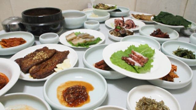 Korean traditional meal served on table