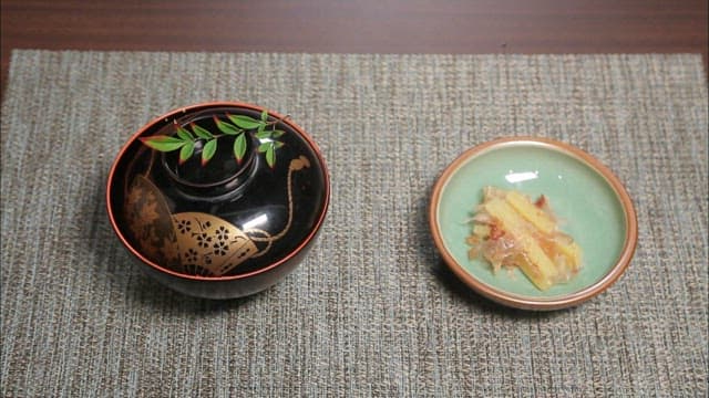 Bowl of ochazuke neatly placed on the table