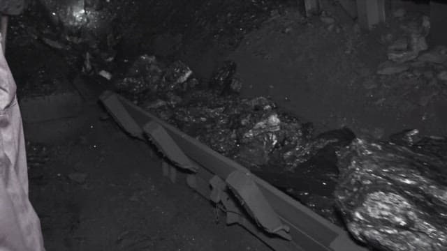 Conveyor system transporting coal in a mine