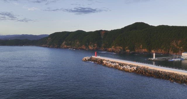 Peaceful coastline with lighthouses