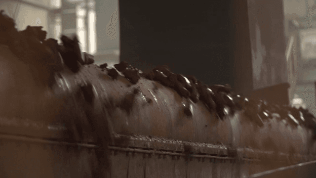 Soil being processed in a machine